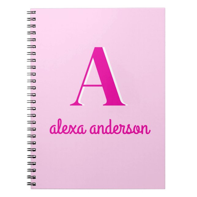 Hot Pink Retro Dolly Monogram Notebook (Front)