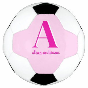 Hot Pink Retro Dolly Monogram Soccer Ball
