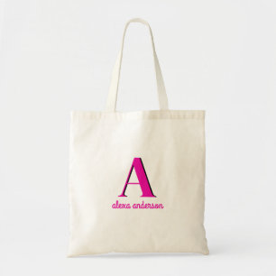 Hot Pink Retro Dolly Monogram Tote Bag