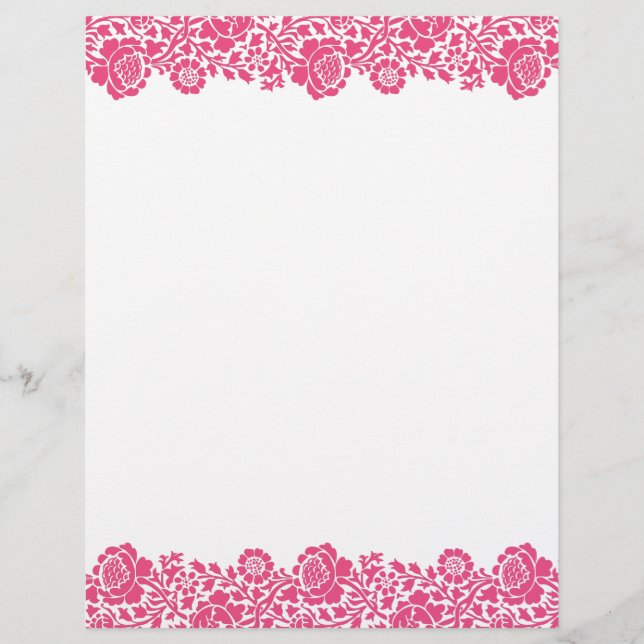 Hot Pink Retro Floral Damask Border (Front)