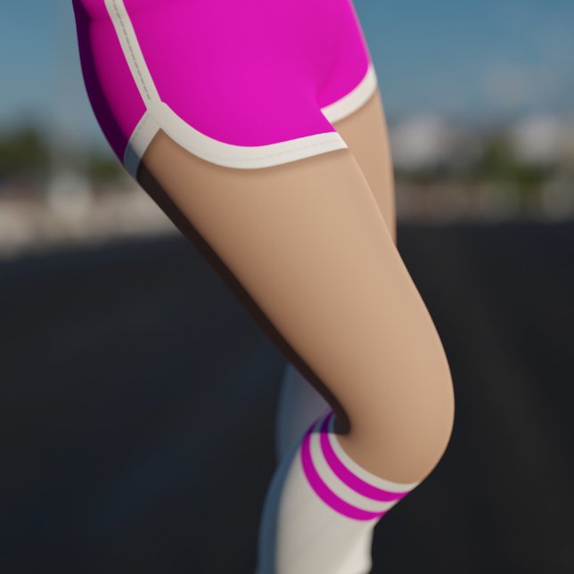 Hot Pink Retro Gym Short Tube Socks Leggings (Creator Uploaded)