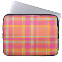 Hot Pink Retro Plaid with Orange and Blue
