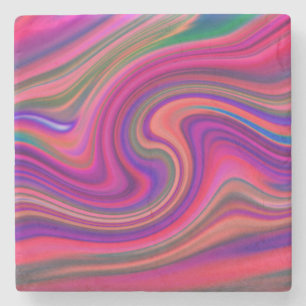 Hot Pink Retro Swirl Epicenter Stone Coaster