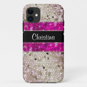 Hot Pink Rhinestone Glitter Bling Diamond Sequins Case-Mate iPhone Case