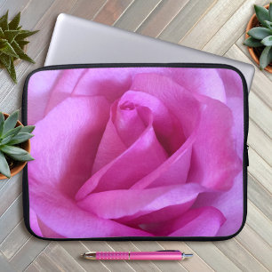 Hot pink rose flower photo simple bold modern chic laptop sleeve