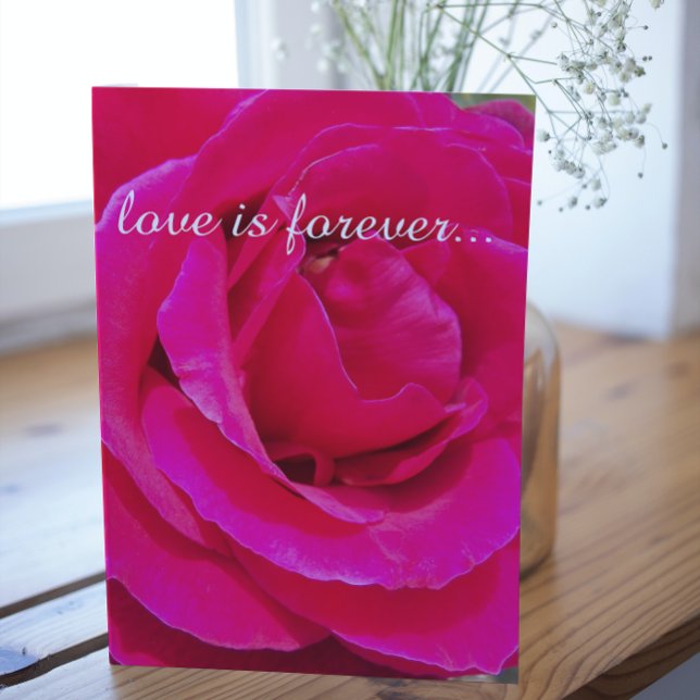 Hot Pink Rose Personalized Marriage Proposal Card (In Situ)