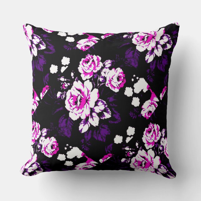 Hot pink roses cushion (Front)