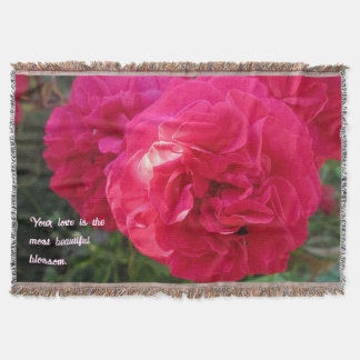 Hot Pink Roses - Personalized Mother's Day Throw Blanket