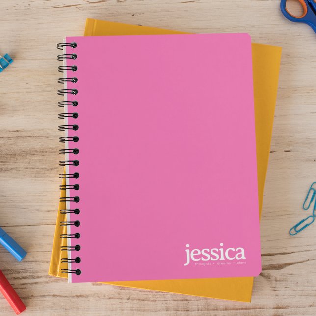 Hot Pink Rounded Modern Typography Notebook (Creator Uploaded)