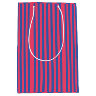 Hot Pink & Royal Blue Bold Vertical Stripes Medium Gift Bag