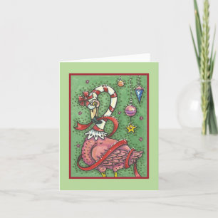 HOT PINK SANTA FLAMINGO CHRISTMAS GREETING CARD B