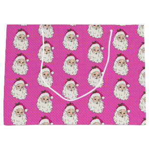 Hot Pink Santa Large Gift Bag