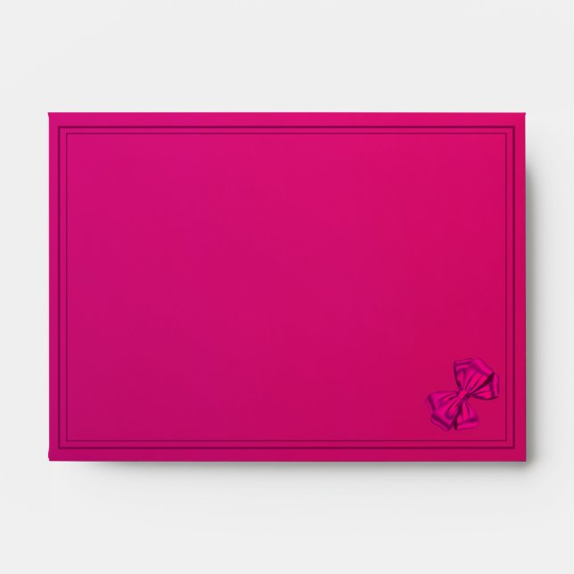 Hot Pink Satin Bow - Wedding Invitation Envelope (Front)