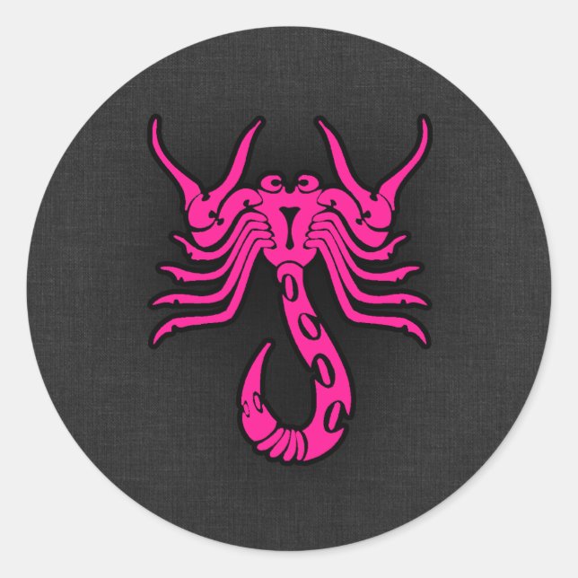 Hot Pink Scorpio Scorpion Zodiac Sign Classic Round Sticker (Front)