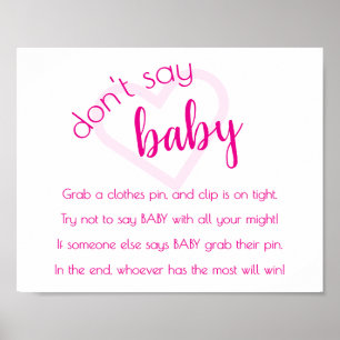 Hot Pink Script   Fuchsia Rose Dont Say Baby Game Poster