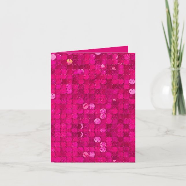 Hot Pink Sequin Note Card (Front)