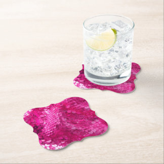 Hot Pink Sequin Paper Coaster