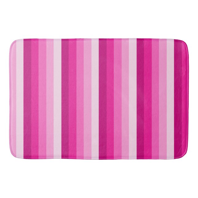Hot pink shadow stripes bath mat (Front)