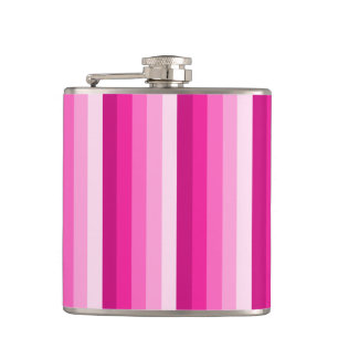 Hot pink shadow stripes hip flask