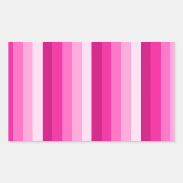 Hot pink shadow stripes rectangular sticker (Front)