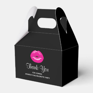 Hot Pink Shiny Lips on Black Bachelorette Favour Box