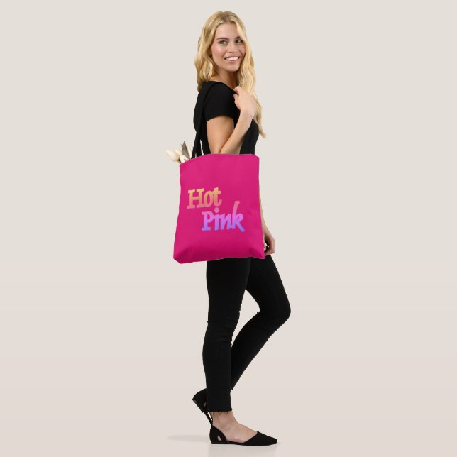 Hot Pink shoulder tote bag (On Model)