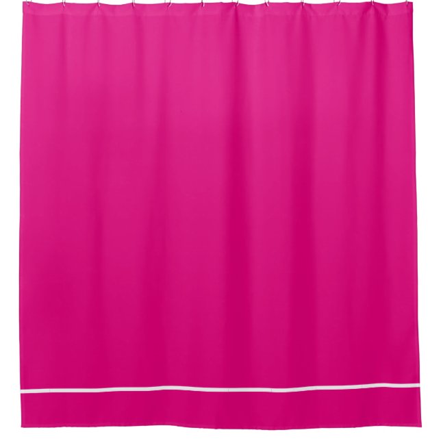 Hot Pink shower curtain with white line border (Front)