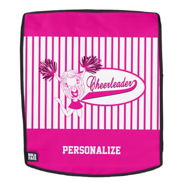 Hot Pink Silhouette Cheerleader Girl Backpack (Removable Face)