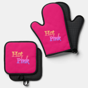 Hot Pink silicone oven mitts pot holder sets Oven Mitt & Pot Holder Set