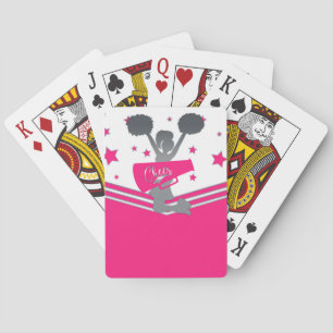 Hot Pink Silver Stars Cheer Cheer-leading Playing Cards