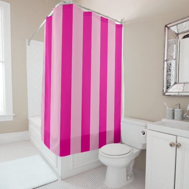 HOT PINK SIMPLE STYLISH MODERN CUSTOMIZED BATHROOM SHOWER CURTAIN (In Situ)