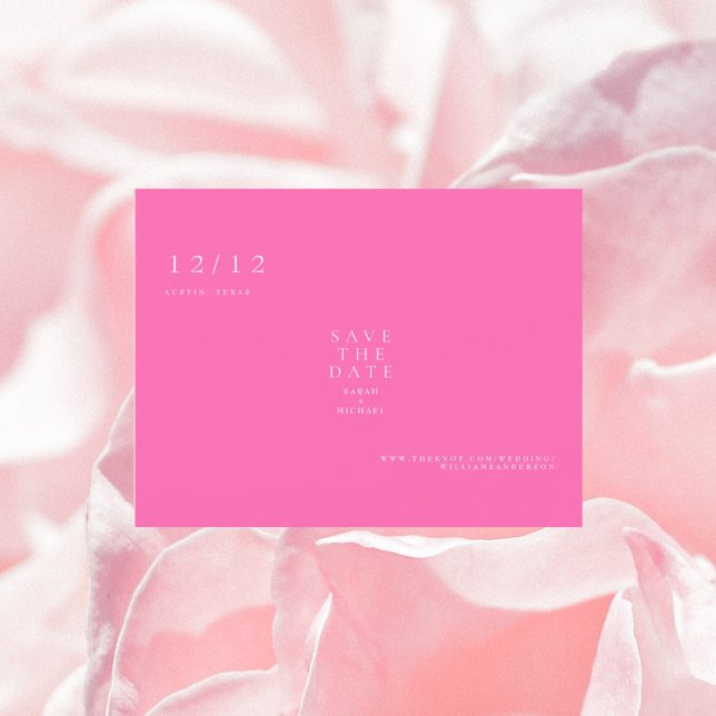 Hot Pink Simple Text Only Wedding Save the Date An Postcard (Creator Uploaded)