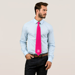 Hot Pink Simple Trendy Monogram Monogrammed  Tie