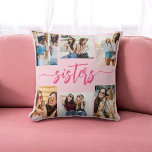 Hot Pink Sisters 6 Photo Collage Keepsake Gift Cushion<br><div class="desc">Capture the bond of sisterhood with the Hot Pink Sisters 6 Photo Collage Keepsake Gift Throw Pillow. This personalised pillow features a vibrant hot pink design and a beautifully arranged collage of six cherished photos, celebrating unforgettable moments between sisters. Crafted from high-quality materials, it adds a stylish and sentimental touch...</div>