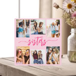 Hot Pink Sisters 6 Photo Collage Keepsake Gift Plaque<br><div class="desc">Celebrate sisterhood with the Sisters 6 Photo Collage Keepsake Gift Plaque. This personalised plaque features a beautifully arranged collage of six cherished photos, capturing unforgettable moments together. Crafted from high-quality materials, it’s perfect for displaying on a desk, shelf, or wall. The heartfelt design adds a loving touch, making it an...</div>