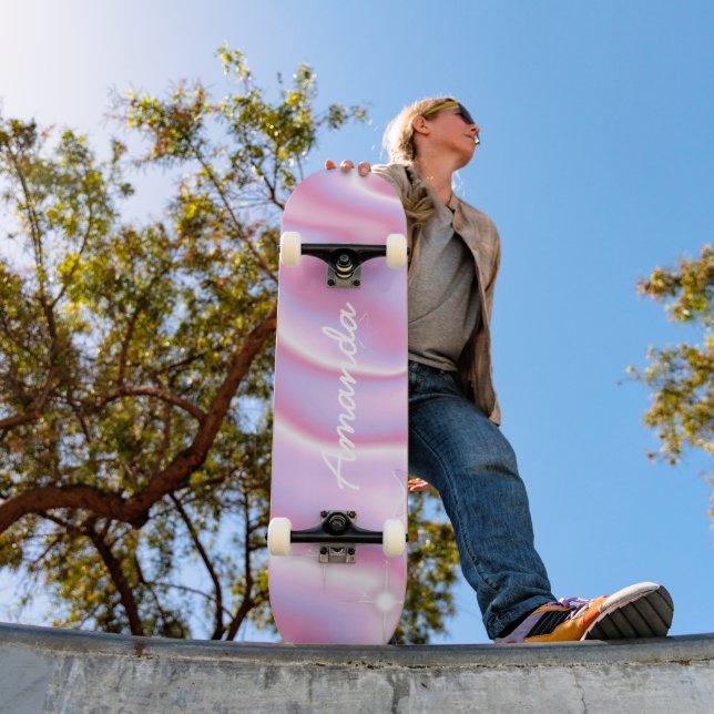 Hot Pink skateboard retro trendy girly (Outdoor 1)