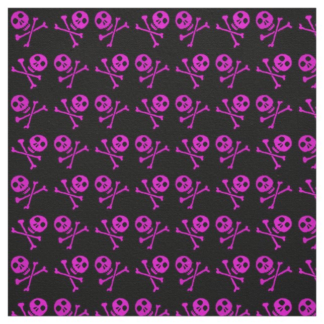 Hot Pink Skull Pattern Fabric (Swatch)