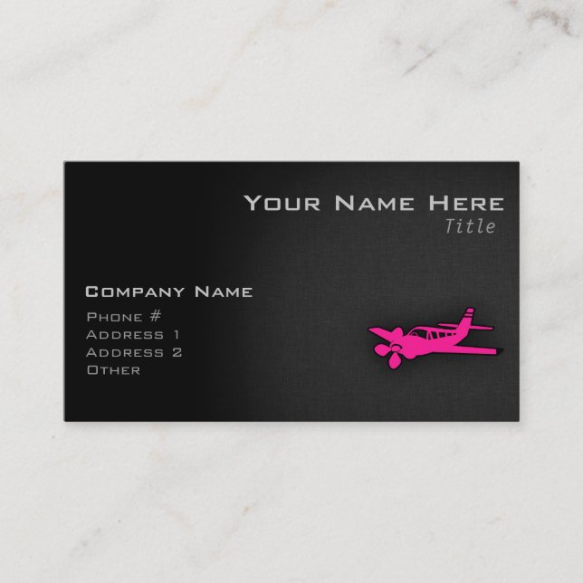 Hot Pink Small Plane Business Card (Front)