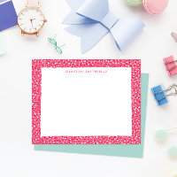 Hot Pink Snow Leopard Print Personal Stationery
