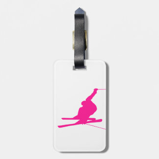 Hot Pink Snow Ski Luggage Tag