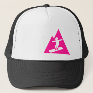 Hot Pink Snowboarding Trucker Hat