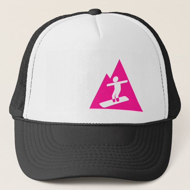Hot Pink Snowboarding Trucker Hat (Front)