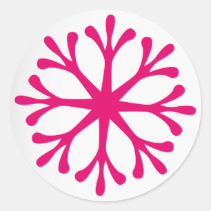 Hot Pink Snowflake Holiday Labels/Stickers Classic Round Sticker