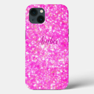 Hot Pink Sparkle Glitter Elegant Personalised iPhone 13 Case