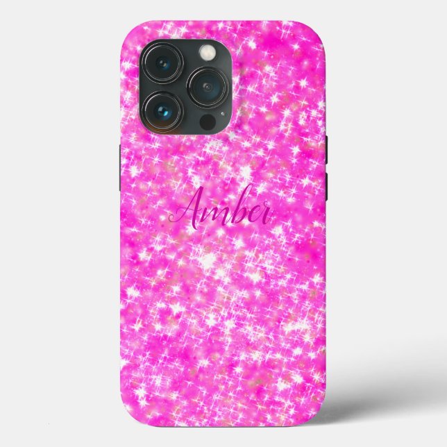 Hot Pink Sparkle Glitter Elegant Personalised Case-Mate iPhone Case (Back)