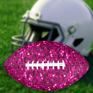Hot pink sparkles faux glitter bling football