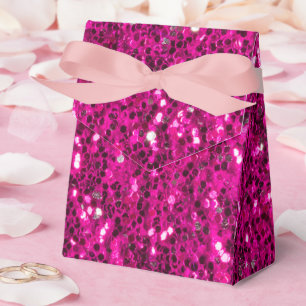 Hot pink sparkles faux glitter favour box