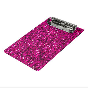 Hot pink sparkles faux glitter mini clipboard