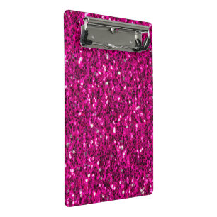 Hot pink sparkles faux glitter mini clipboard