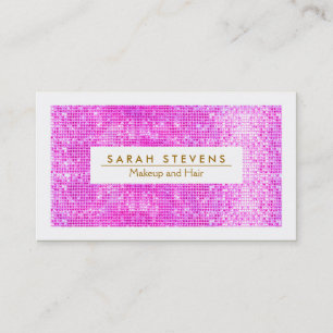 Hot Pink Sparkly FAUX Sequin Makeup Artist Salon Business Card